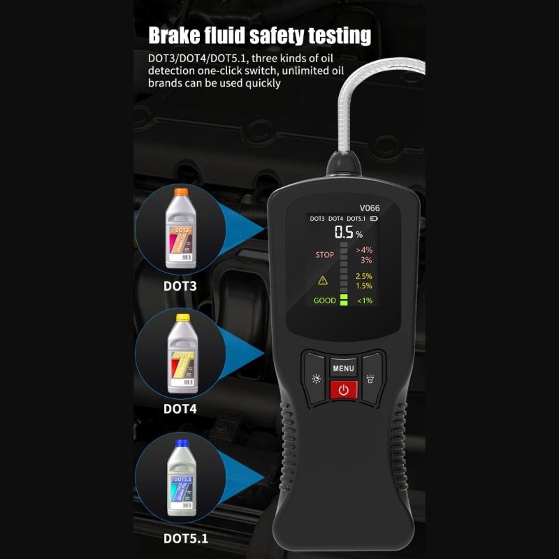 Brake Fluid Tester Car Brake Liquid Digital Tester Fit for DOT3 DOT4 DOT5.1 Accurate Oil Quality Check Sound Light Alarm