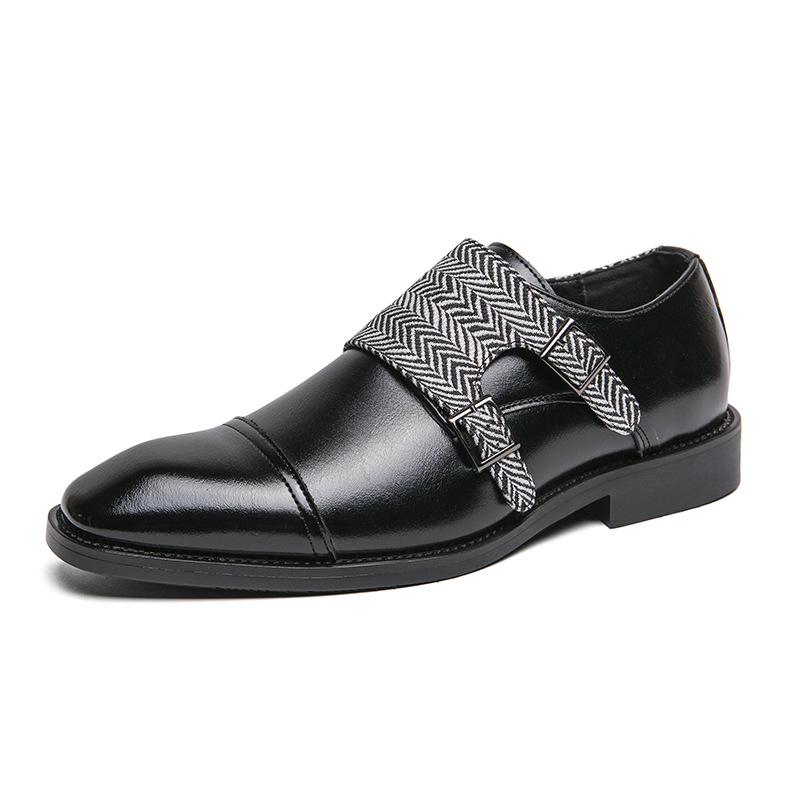 Men s Large Size 48 Double-Breasted Monk Shoes: Trendy, Formal Leather Business Footwear 45 чёрный