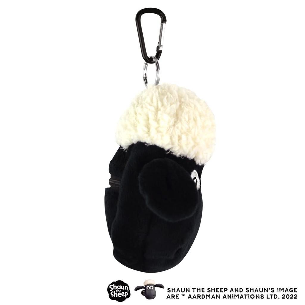 NICI Mini Shaun the Sheep Figure Pouch, German Animal Sheep Coin Purse, Carabiner, Keychain, Bag Charm, Accessory, Gift, Present, Collection, White