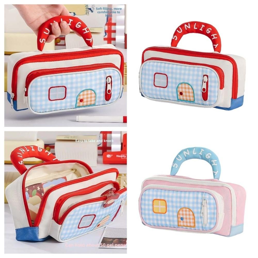Large Capacity Dopamine House Pencil Bag Cosmetics Storage Pen Pencil Case  Kids Gift