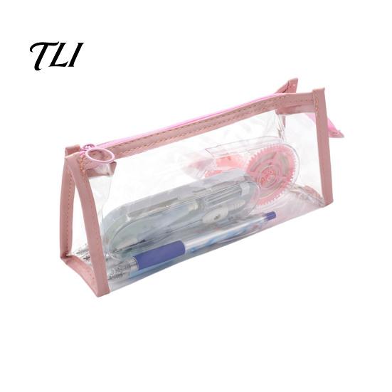 School Supplies Case Transparent PVC Pencil Case, Large Capacity Waterproof Stationery Student Pen Storage Organizer, Durable Zipper Bag for Exam