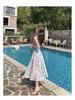 French Blue Floral Strappy Maxi Dress - Elegant Summer Beachwear