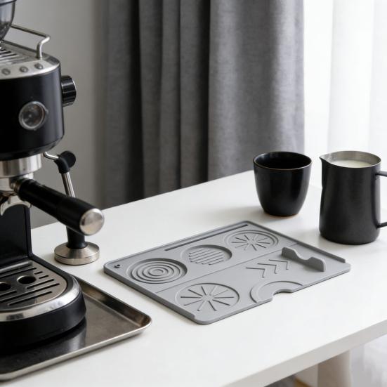 Espresso Sıkıştırma Matı Kaymaz Silikon Sıkıştırma Matı Isıya Dayanıklı Kahve Sıkıştırma İstasyonu Ev Baristaları İçin