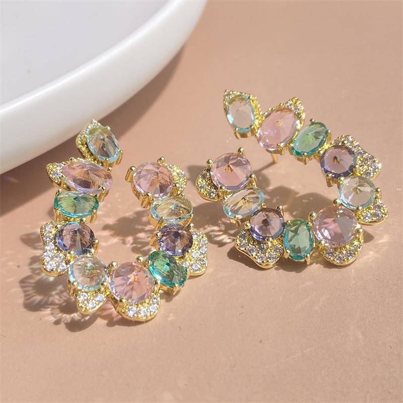 

ZAKOL Геометрические Красочные Кристальные Циркониевые Серьги-Кольца для Женщин Великолепные Блестящие Аксессуары для Вечеринок с Кубическим Цирконием