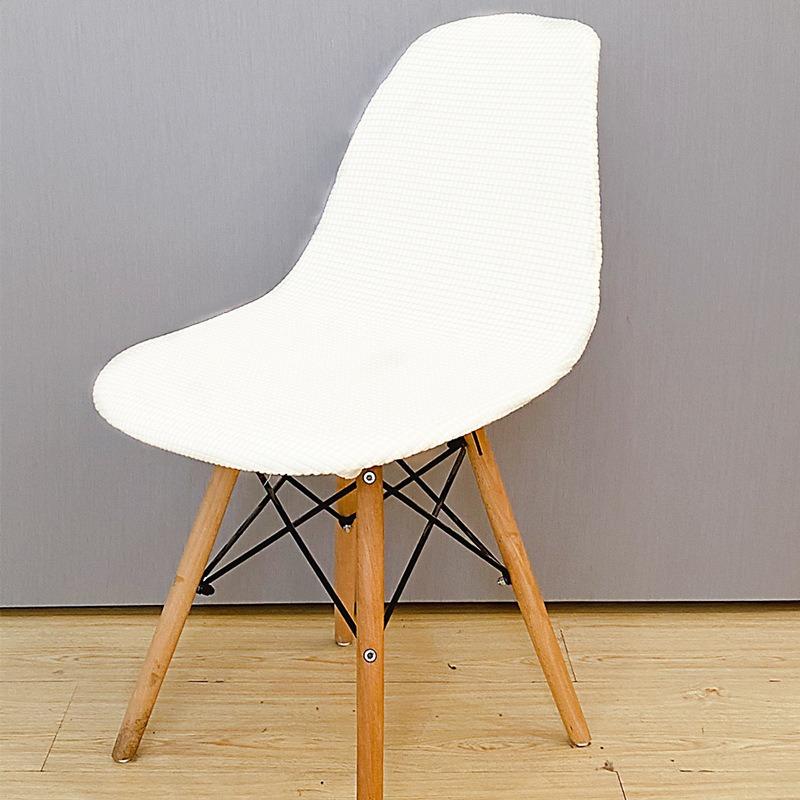 Polar Fleece Shell Chair Cover Solid Color Jacquard Dining Chair Slipcover Stretch Anti-Dust Seat Cover For Living Room Home