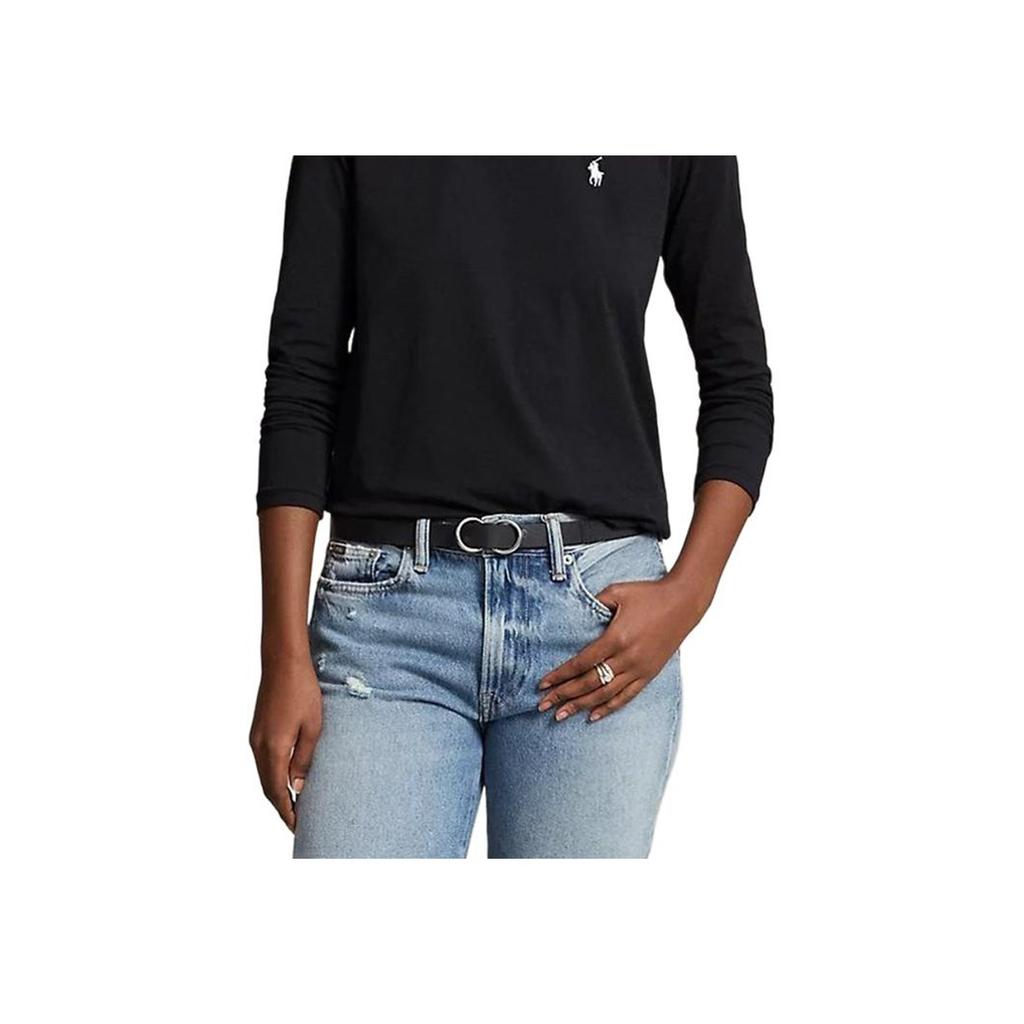 Polo Ralph Lauren Solid Loose Casual Crew Neck Long Sleeve T-Shirt Women tops Black 211898699-003