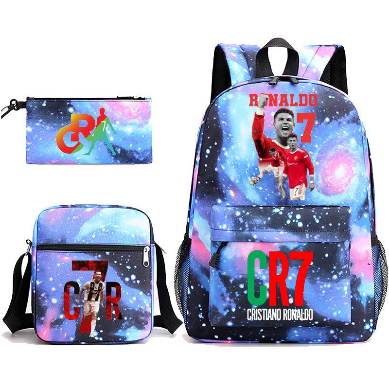 Mochila escolar de gran capacidad con correa para el hombro; set de tres piezas para estuche de lápices de estudiante
