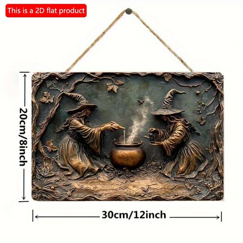 2D Flat Wooden Sign 30*20cm Vintage Witch Alchemy Square Wooden Decorative Sign, Perfect for Bar, Restaurant, Living Room Decor & More, Decorative