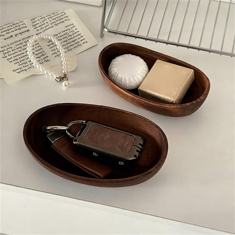 Natural Wooden Valet Dish Handmade Home Accessory Key Jewelry Organizers Perfect For Nightstand Or Dresser Top