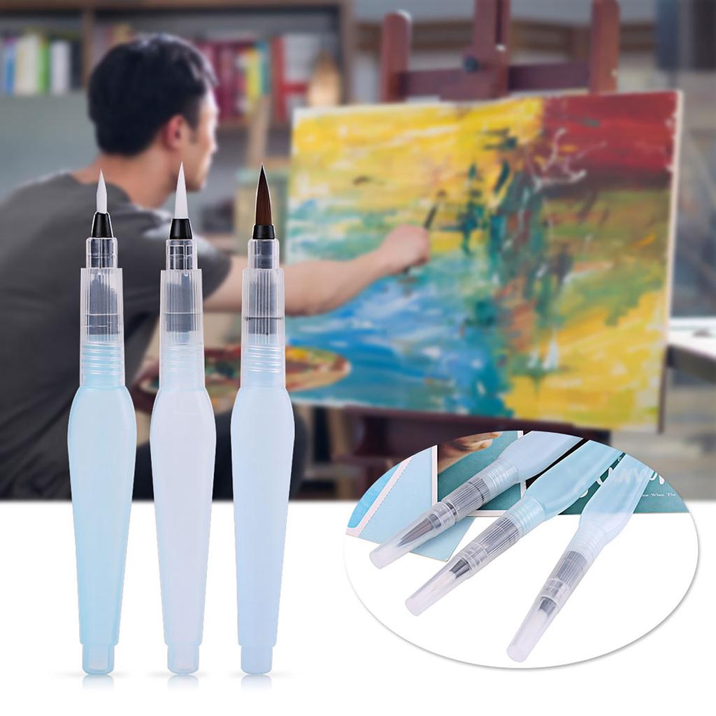 3 Pcs Refillable Water Brush Pen Art Crafts Tool Watercolor Painting Calligraphy Ink Set