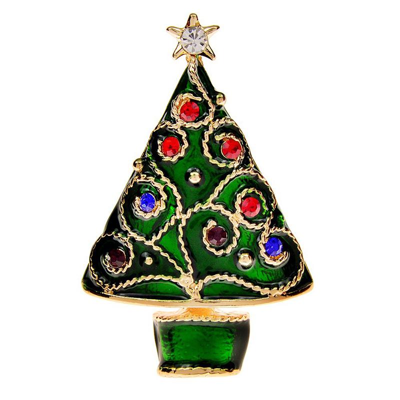 Christmas Tree Brooches For Women Unisex Plant Pins Multi-Color Available Holiday Party Accessories Gifts