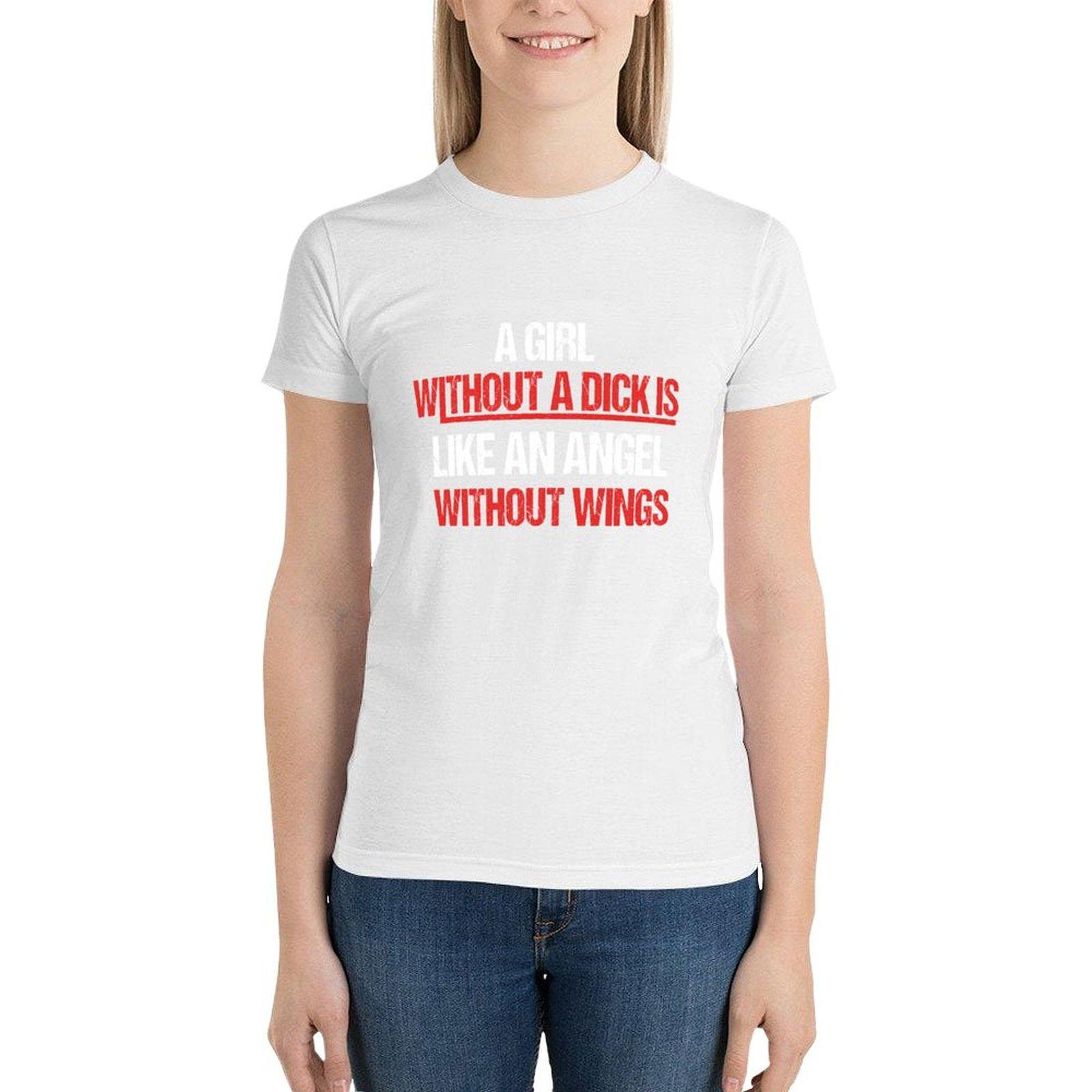 

Девушка без члена как ангел без крыльев - футболка с забавной цитатой, новый выпуск, женская футболка S белый