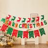 Felt Christmas Banner Red Green Santa Design Xmas Pull Flag Hanging Ornament Elk Design Hanging Bunting Christmas Party