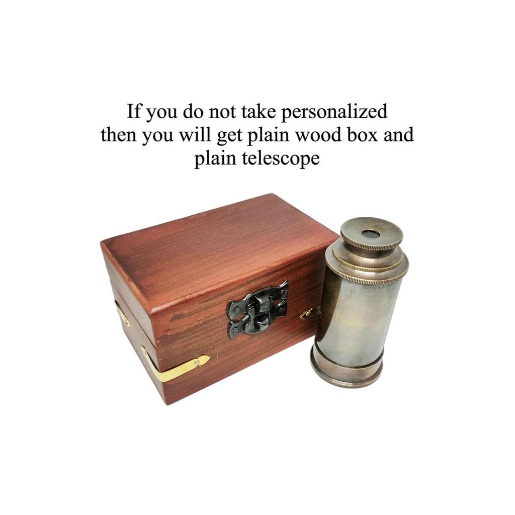 Brass Victorian Telescope 6.5 Inch – Personalized Antique Spyglass with Custom Engraved Wooden Box | Nautical Gift for Men, Decor & Collectors