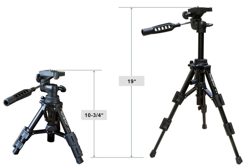RETICAM MT01 Mini Tabletop Tripod with Quick Release and Carrying Black 3-Way Pan/Tilt Head, Plate, Bag, Aluminum,
