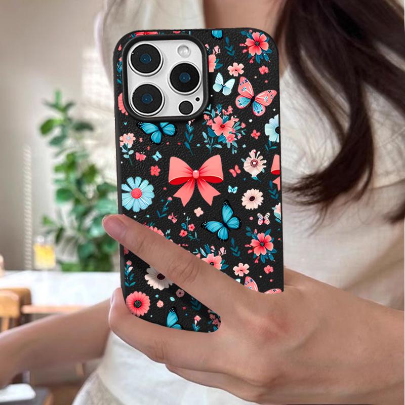 Butterfly Flowers Case For iPhone 16 Pro Max 15 14 13 12 11 Shockproof Slim Soft Silicone Case Cover