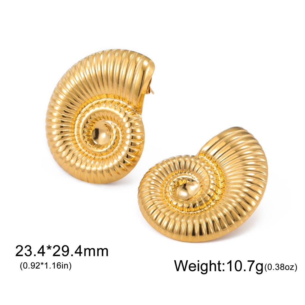 Teamer Conch Stainless Steel Stud Earrings For Women Girls Minimalist Earrings Geometric Zircon No Rust Trendy Birthday Gift