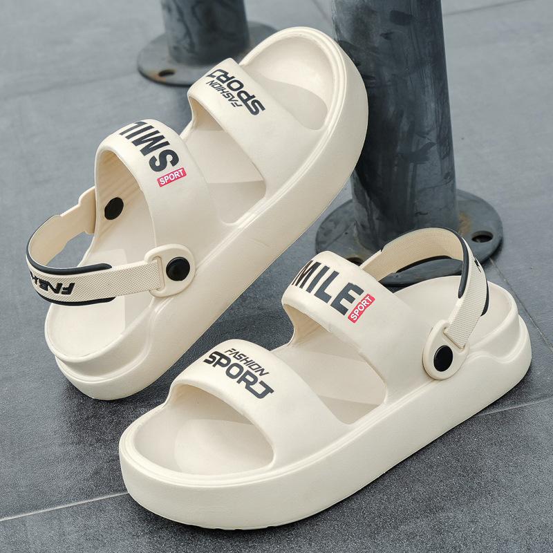 

Уличные шлепанцы на толстой подошве, два способа носки, мужские и женские, пляжные, крутые шлепанцы, модный принт с буквами, повседневные 42-43