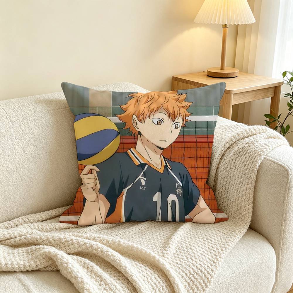 Anime H-Haikyuu Shoyo Hinata Square Double-Sided printed Pillow Case Bedroom Bedside Pillow Sofa Cushion Cover