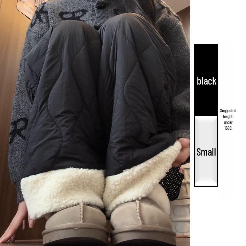 Women's Blue Northeast Fleece-lined Wide-leg Cotton Pants for Autumn/Winter - Windproof, Coldproof Ski Wear