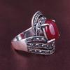 Elegant Inlaid Artificial Gemstone Finger Ring Vintage Party Women Jewelry Gift