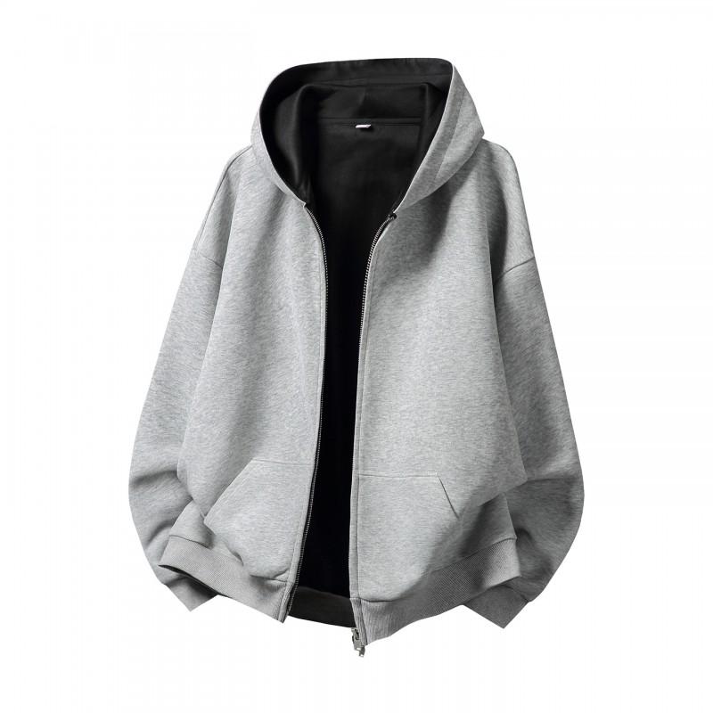 Unisex Oversized Hooded Zip-Up Sweatshirt Vintage Streetwear Casual Pullover Jacket