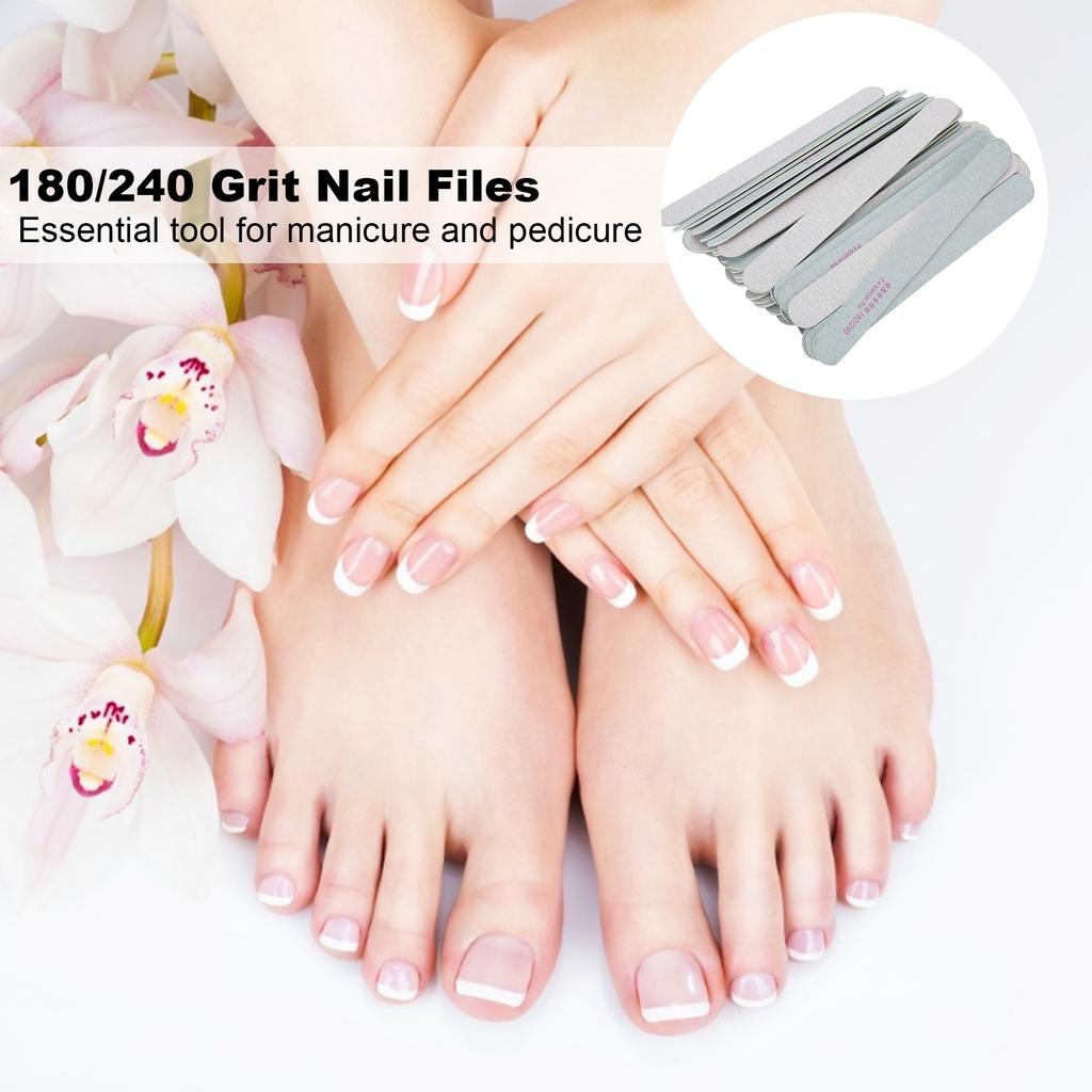 50pcs Nail Files Double Sided 180/240 Grit Nail Buffering Files for Home Nail Salon