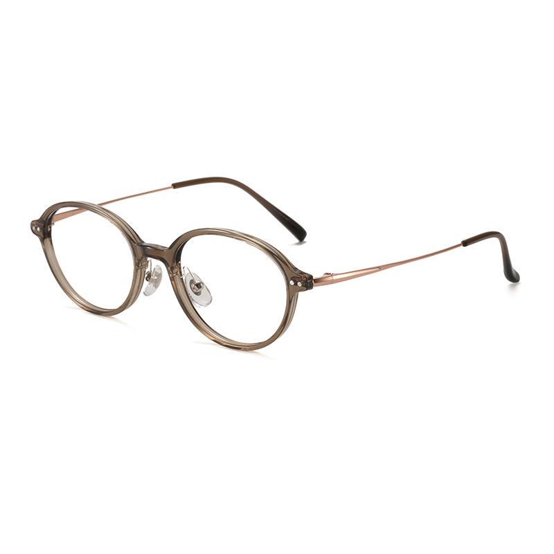 TR Frame Titanium Leg Oval Tortoiseshell Glasses for Women, Style Ti0185 - Suitable for Prescription Lenses