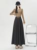 Women's High-Waist Wool Pleated A-Line Skirt - Autumn/Winter Mid-Length Swing Skirt