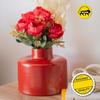 Chameli Röd Metallvas | Elegant Blomvas för Heminredning | Estetisk Hållbar Metallblomkruka för Vardagsrum,