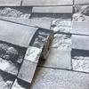 Slate Stone Brick Effect Washable Vinyl PVC Wall Paper Living Room Background Wallcovering Wallpaper Black Grey Stacked Brick
