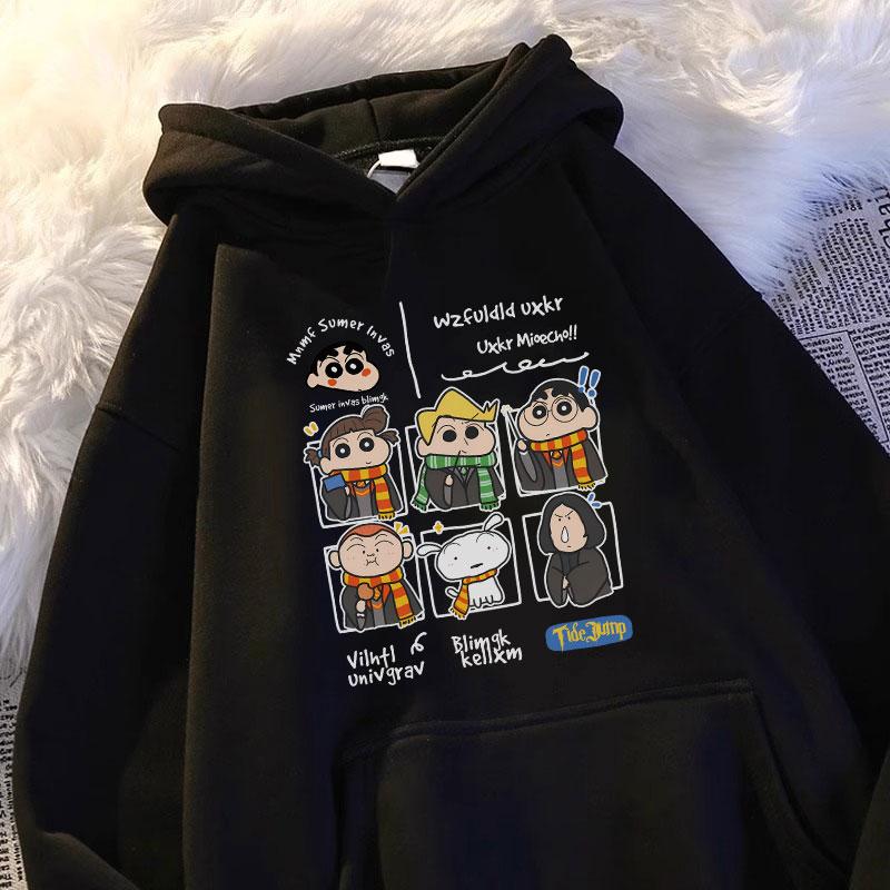 Casual personalized hoodie women's hooded top Crayon Shin chan style hoodie girls cute hoodie loose sweater women’s clothes