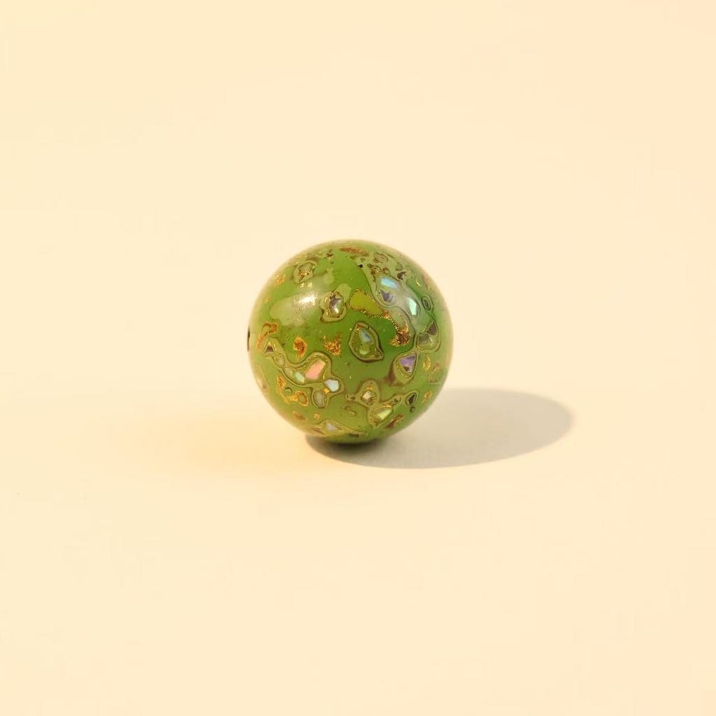 18mm Handmade Lacquer & Mother-of-Pearl Beads: Intangible Cultural Heritage Buddhist DIY