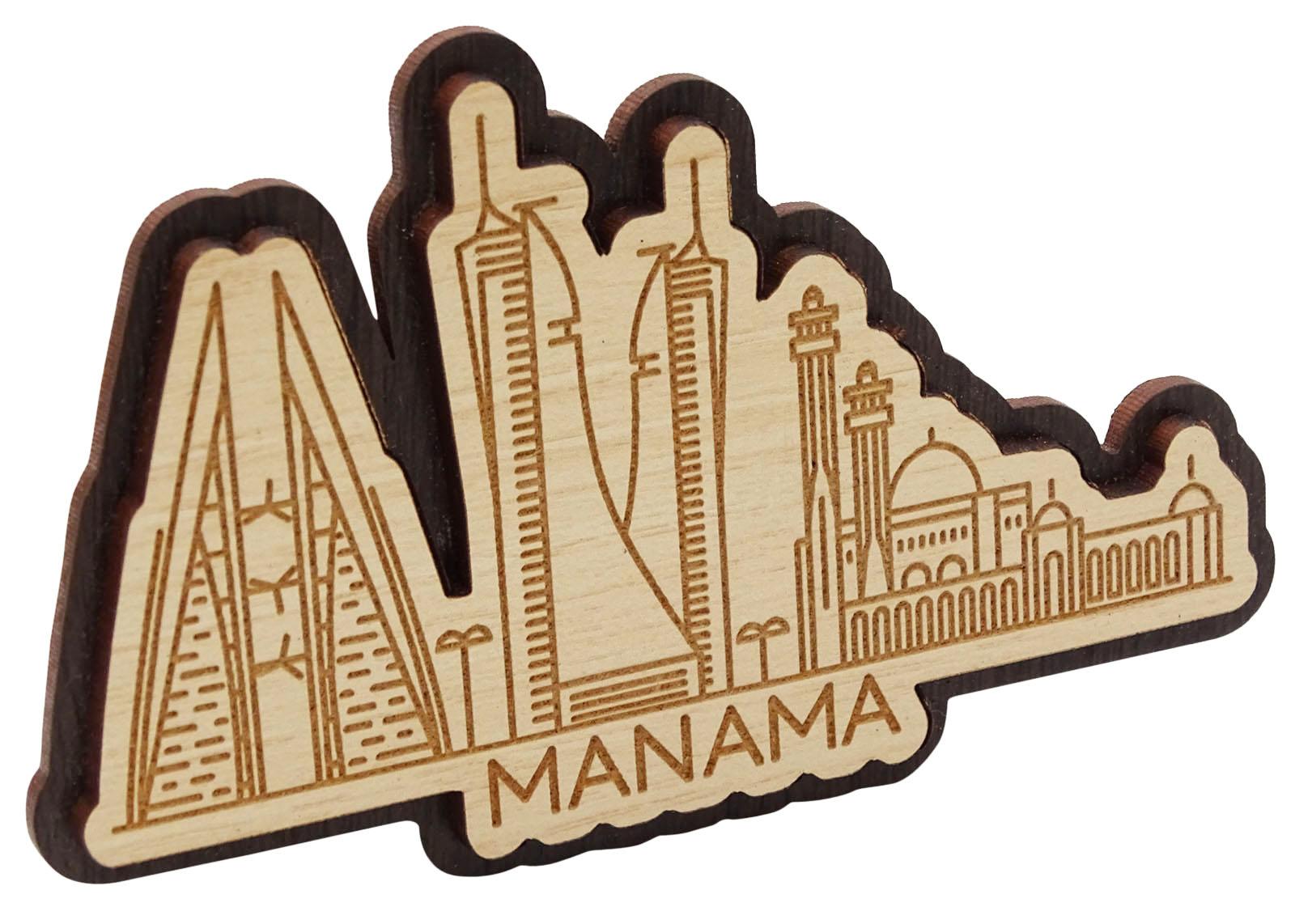 

Printtoo Сувенірний Гравірований Дерев яний Магніт на Холодильник з Містом Манама Бахрейн Домашній Декоративний 2.5 x 4 Inches коричневий