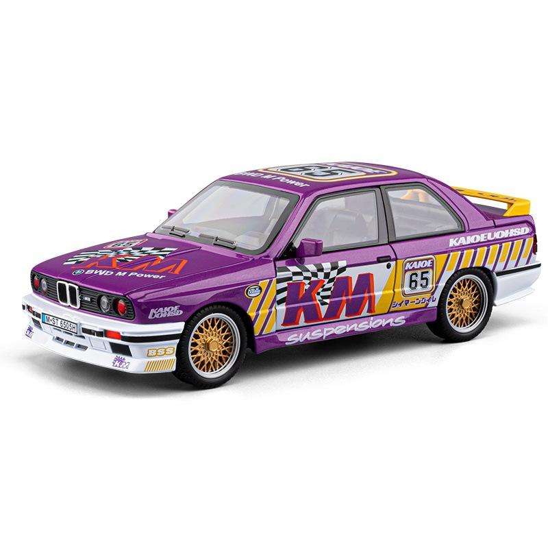 Simulation 1:24 BMW M3 Alloy Sports Car Model with Sound and Light Pull-back Metal Miniature Voiture Collection Toy Vehicle Gift