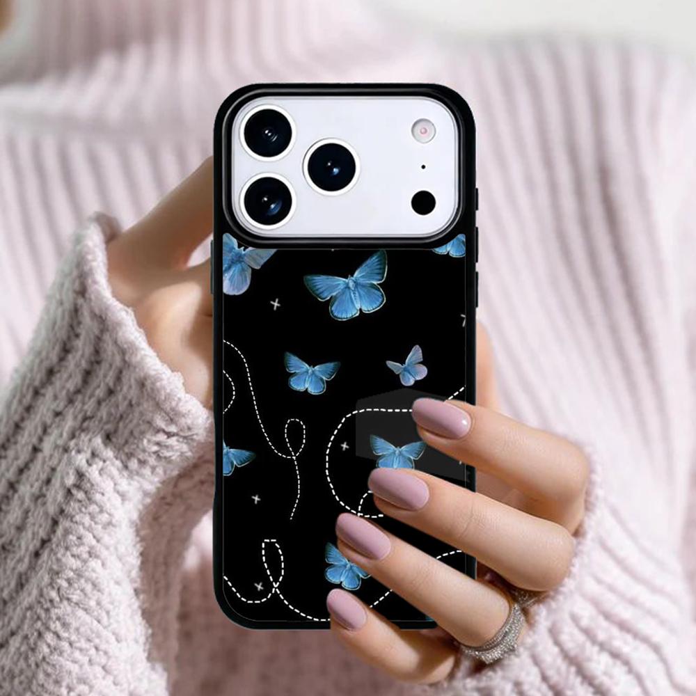 Blue Butterflies Phone Case For Apple iPhone 17 Air 16E 15 14 Plus 13 12 11 Pro Max Mini Funda Cover