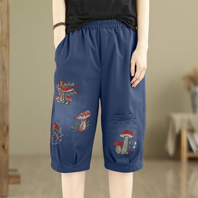 

ZANZEA Women Casual Elastic Waist Retro Print Capris Pants 5XL