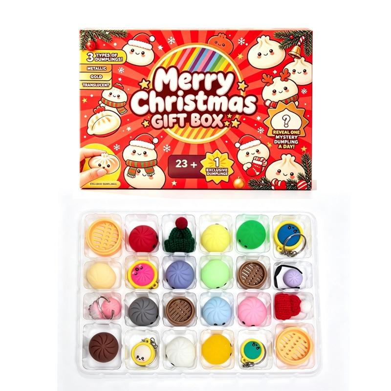 Geheimnisvolle Knödel-Adventskalender mit 24 Überraschungsspielzeugen Perfekt für Kinder Weihnachtsgeschenke Spielen