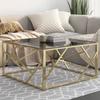 VidaXL Coffee Table Golden Stainless Steel and Tempered Glass 349948