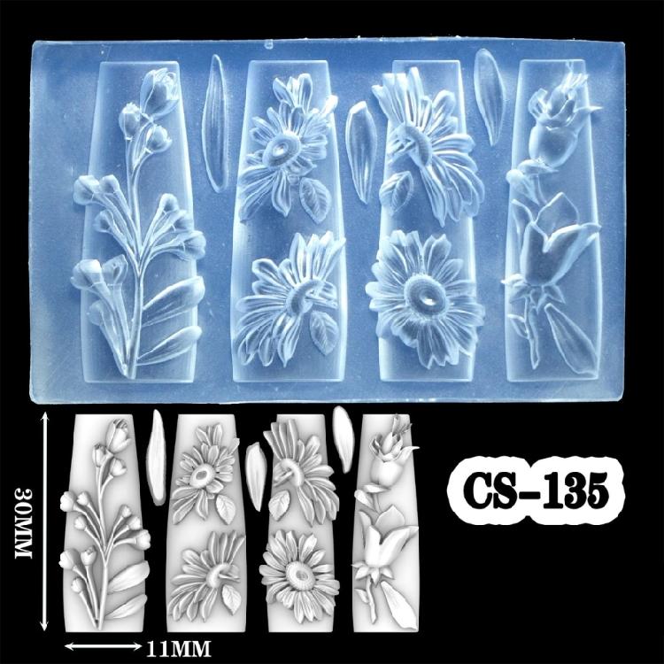 Beautiful 3D Floral Nail Art Silicone Mold Elegant Carving Flower Nail Art Accessory Mold for DIY Resin Designs