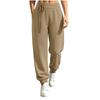 Women's Casual Color Pants with Elastic Waist Drawstring and Pockets for Everyday Wear