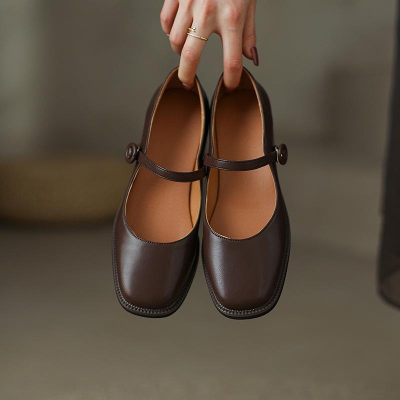 Shoes retro square head low heel single shoes women's new women's shoes Mary Jane shoes