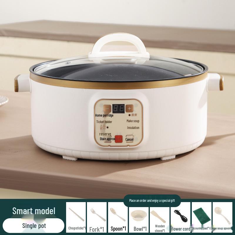 Multi-Function Electric Hot Pot with Timer - Three-Layer Steamer & Cooker, Large Capacity, Automatic Power-Off.