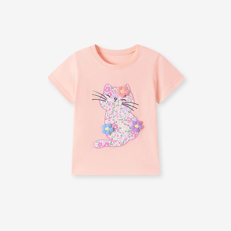 Little Maven Girls' Cute Summer Short-Sleeve T-Shirt - 100% Cotton, Breathable, Sweet Design