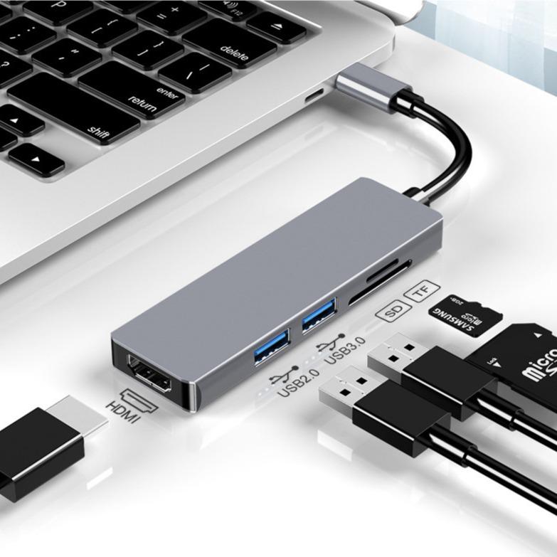 Type-C Multi-Port Adapter: USB Splitter, HDMI, Network, Converter, 5-in-1 Dock