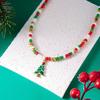 Santa Claus Christmas Tree Pendant Necklace Beads Jewelry Elegant Holiday Gift For Women’s Festive Occasion Outfits