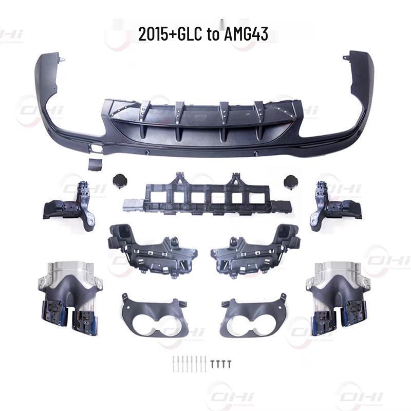 Compatible Rear Lip Tailpipe Dual Exhaust for 15-22 Mercedes-Benz GLC AMG GLC43/63