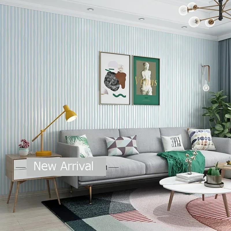 Modern Vertical Stripe Wallpaper Pink Blue Striped Living Room Decor TV Wallpapers 3d Elegant Home Decoration Wall Papers