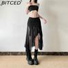 BITCED Summer Women's Solid-Color Slim-Fit Streetwear High-Waisted Asymmetric Skirt