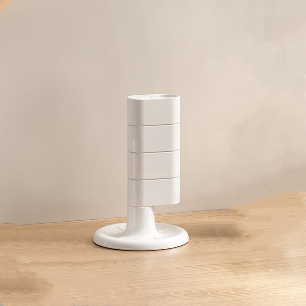 360° Rotating Makeup Brush Holder Desktop Cosmetic Organizer Bathroom Toothbrush Storage Rack белый
